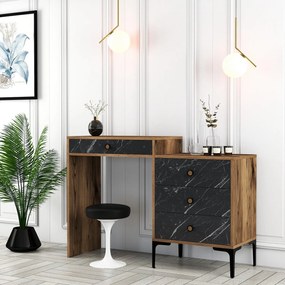 Mesa de Maquilhagem Lizbon500 – Nogueira e Preto – 124x84,7x40 cm