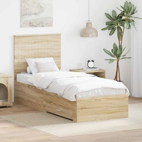 vidaXL Estrutura da Cama Carvalho Sonoma e Prata 75 x 190 cm