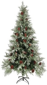 Árvore de Natal com pinhas 225 cm PVC e PE verde e branco