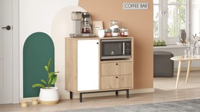 Aparador de cozinha "Toledo" - Carvalho e Branco - 88x85x35.5cm - Desi