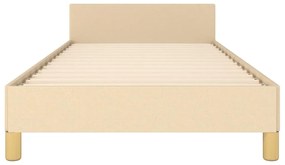 Estrutura cama c/ cabeceira sem colchão tecido 90x200 cm creme