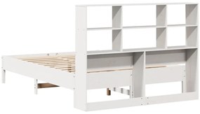 Cama com estante sem colchão 120x190 cm pinho maciço branco