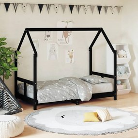 vidaXL Estrutura de cama infantil 80x160 cm pinho maciço preto
