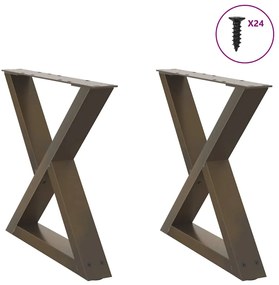 vidaXL Pés para mesa de centro 2 peças aço natural 60x(42-43,3) cm aço