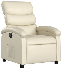 Poltrona reclinável elétrica couro artificial cor creme