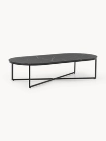 Mesa de centro oval com tampo de vidro com aspeto de mármore Antigua