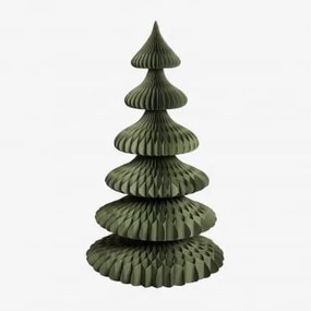 Árvore De Natal Em Papel Aurina ↑140 Cm & Verde Pesto Com Borda Dourada - Sklum