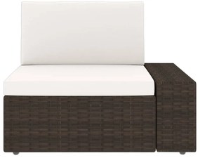 4 pcs conjunto lounge para jardim vime PE castanho