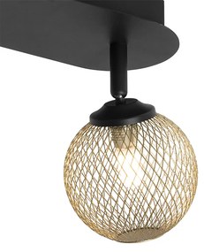 Foco preto com dourado 2 luzes - Athens Wire Rústico