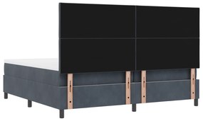 Cama Box Spring com Colchão &amp; Banco Cinza Escuro 200x200 cm Veludo