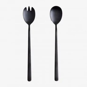 Conjunto De 2 Talheres Para Salada Em Aço Inoxidável Sornia Preto - Sklum