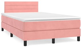 Cama box spring c/ colchão luzes e LED 120x190 cm veludo rosa