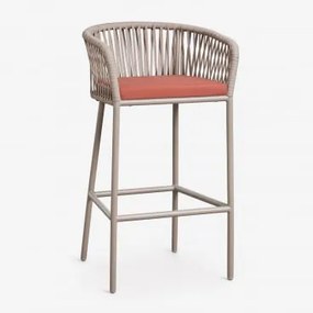Pack De 4 Bancos Altos Com Apoios De Braços Em Corda Trançada Arhiza ↑75 Cm & Castanho Moka - Terracota - Sklum