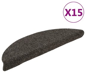 Tapetes escada autoadesivos 15 pcs 56x17x3 cm antracite