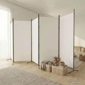 350266 vidaXL Biombo com 5 painéis 433x180 cm tecido branco