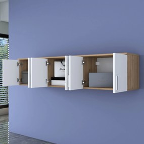 Prateleira de Parede EA114 – Nogueira e Branco – 180x41,4x37,5 cm