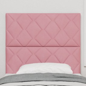 Cabeceira Rosa vidaXL com Blocos de Diamante 90 cm de Veludo, Cabeceir