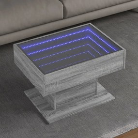 vidaXL Mesa de centro c/ LEDs 70x50x45 cm derivados de madeira