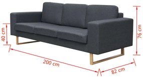 Conjunto sofá de 3 lugares e 2 lugares cinzento escuro