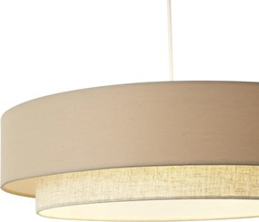 Candeeiro suspenso moderno bege com natural 50cm 3-luzes - Drum Duo