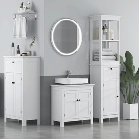 Armário Casa de Banho Móvel Casa de Banho com Gaveta 2 Portas e Prateleira Ajustável  60x30x102,5 cm Branco