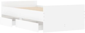Estrutura cama de solteiro pequena c/ gavetas 75x190 cm branco