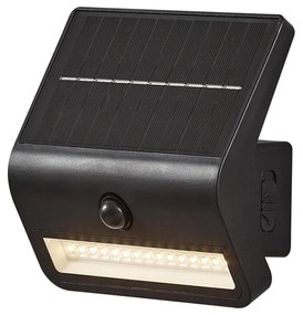 Luminária de parede exterior preta com LED IP54 com sensor de movimento solar - Floody Moderno