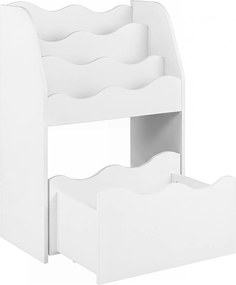 Estante Infantil de Arrumação, 49,5 x 30 x 76 cm, Gaveta Removível com Rodas, Branco