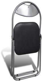 Cadeiras de jantar dobráveis 6 pcs couro artificial e aço preto