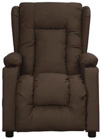 Poltrona de massagens elevatória couro artificial castanho