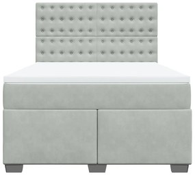 Cama com molas/colchão 140x190 cm veludo cinzento-claro
