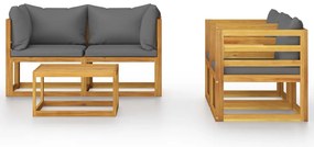 5 pcs conjunto lounge de jardim c/ almofadões acácia maciça