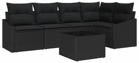 Conjunto de Sofá de Jardim 6 Peças com Almofadas Beges em Rattan Sinté