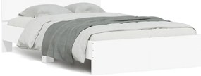Estrutura de cama com cabeceira e luzes LED 135x190 cm branco