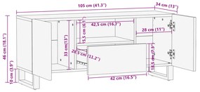 Móvel TV 100x34x46 cm madeira de mangueira áspera maciça