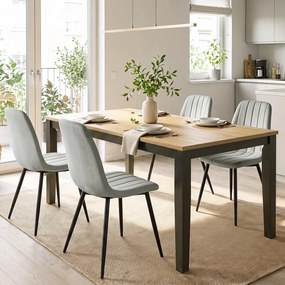 Conjunto de 4 Cadeiras de Jantar, 54 x 44,5 x 87 cm (MESA NÃO INCLUIDA), Estrutura Metálica Reforçada, Cinzento