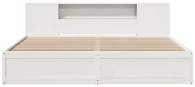 Cama sem colchão 200x200 cm madeira de pinho maciça branco