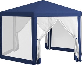 Outsunny Pavilhão de jardim, hexagonal, cortinas de rede, estrutura metálica, 3,94x3,412x2,5m, Azul | Aosom Portugal