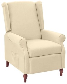 vidaXL Poltrona reclinável tecido cor creme