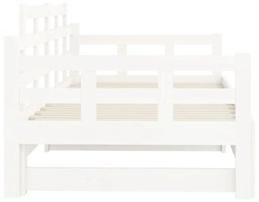 Estrutura sofá-cama de puxar pinho maciço branco 2x(90x190) cm