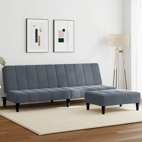 vidaXL Sofá-cama 2 lugares c/ apoio de pés veludo cinzento-escuro