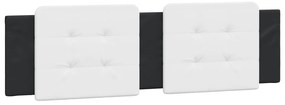 Estrutura de cama c/ cabeceira couro artificial preto e branco