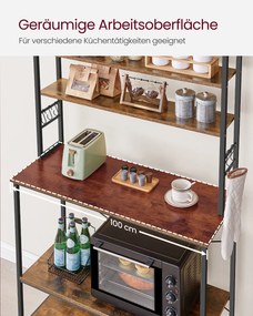 Armário de cozinha de design industrial 40 x 100 x 167 cm Castanho vintage-preto