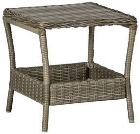 313308 vidaXL Mesa de jardim em vime PE 45x45x46,5 cm castanho