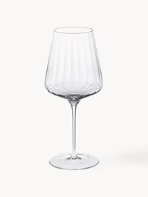 Copos de vinho tinto de cristal Bernadotte com estrutura ranhurada, conjunto de 6