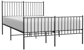 Estrutura de cama com cabeceira e pés 140x190 cm metal preto