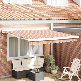 vidaXL Toldo Retrátil Automático Listrado Multicolorido 350x250 cm