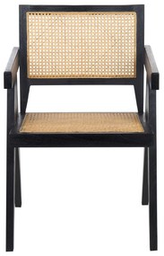 Cadeira de jantar em madeira mogno preta e rattan claro WESTBROOK Beliani