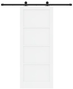 Porta Deslizante vidaXL com Conjunto de Ferragens Branca 86x211 cm Mad