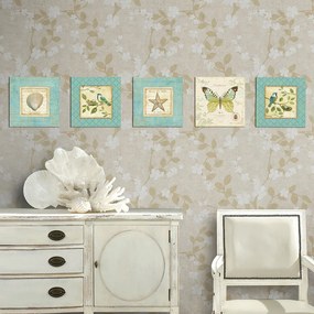 Pintura Decorativa em MDF UTB096 – Azul, Creme e Verde – 15 x 15 cm (5